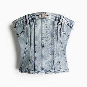 H&M Light Blue Denim Corset Bustier Top